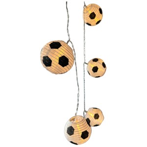 Guirlande lumineuse solaire LED motif football, guirlande extérieure avec 10 lampions.