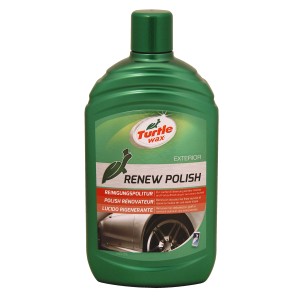 Bouteille verte de Turtle Wax GL Renew Polish 500ml pour l'entretien auto.