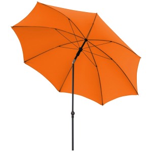Doppler Sonnenschirm Myzone, orange, Ø 200 cm, mit neigbarem anthrazitfarbenem Stahlmast. Ideal für Balkon & Terrasse.