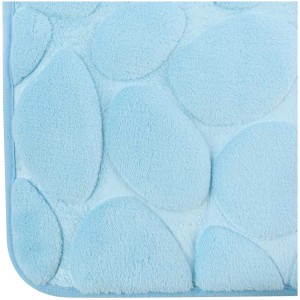 Tappeto bagno MSV Kiesel azzurro chiaro, 40x60 cm, microfibra con motivo a ciottoli.