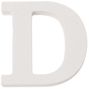 Lettera D bianca in MDF, altezza 5,5 cm, per bricolage e decorazioni.