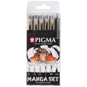 Sakura Pigma Manga Mix Stifte-Set, 6-teilig, ideal zum Illustrieren und Skizzieren.