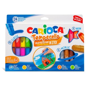Carioca Farbstifte Temperello, 24 Stk., in Classic, Metallic und Neon Farben. Bastelfarben für Papier, Holz und mehr.