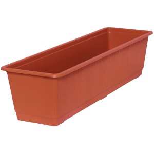 Geli Jardinière Standard, env. 60 cm, terracotta, en plastique avec structure bois.
