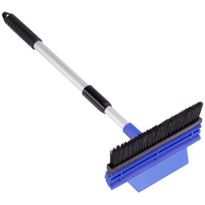 Balai à neige LUX avec grattoir à glace télescopique, bleu, avec manche en aluminium, extensible.