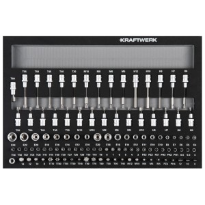 Insert d'outils Kraftwerk pour servante d'atelier avec divers embouts, douilles et tournevis.