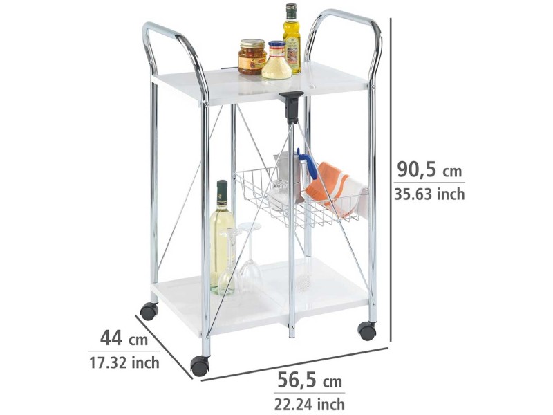 Wenko Carrello da cucina Bon Appetit Nero (HxLxP) 86,5 x 67 x 35 cm