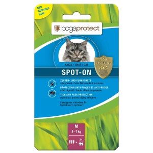 Bogaprotect Spot-On M per gatti 4-7kg, confezione da 3 per la protezione da pulci e zecche.