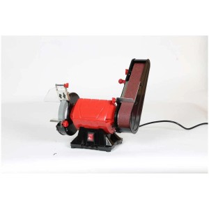 Einhell TC-US 350 meuleuse d'établi, meuleuse combinée rouge avec bande abrasive et meule.