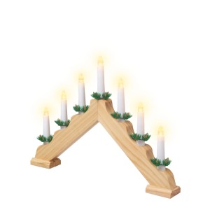 OBI arco di candele in legno con 7 candele LED bianco caldo e timer. Decorazione natalizia.