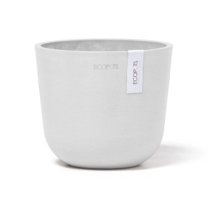 Pot de fleurs Ecopots Oslo Mini, blanc, 16x14 cm. Design scandinave pour intérieur et extérieur.