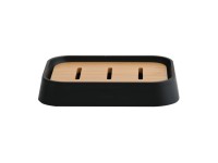 MSV Seifenschale Kamla Polystyrol/Bambus Schwarz-Braun (HxBxT) 12 x 9 x 2,5 cm