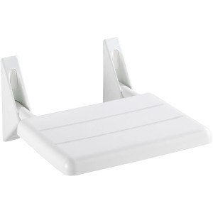 Wenko Siège de douche rabattable Secura, blanc, se replie pour plus d'espace dans la douche.