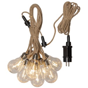 Guirlande lumineuse LED Star Trading Jutta Beige avec 10 ampoules blanc chaud et câble en jute.