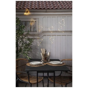 Catena luminosa LED Penny Star Trading, gagliardetti argentati, LED bianco caldo, luci da esterno.