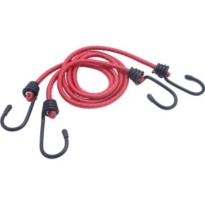 Lot de tendeurs de bagages, rouge, Ø 8 mm, longueur 60 cm, avec crochets en acier pour voyage et transport.
