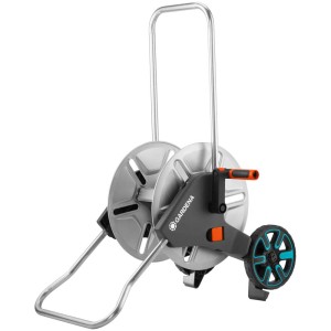 Gardena CleverRoll M avvolgitubo con bobina in metallo e cavalletto pieghevole.