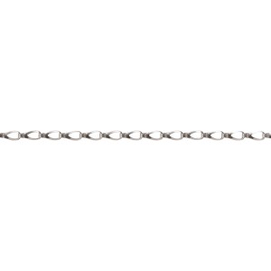 Chromfarbene Conacord Zierkette aus Messing, 0,4 mm x 12 mm, als Meterware.