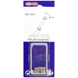 10er Pack 2 mm Alu-Pressklemmen von Conacord in Blisterverpackung. Für Drahtseile, DIN 3093 konform.