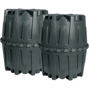 Garantia Herkules fosse septique, 3200 l, noire, composée de deux modules avec raccords rapides.