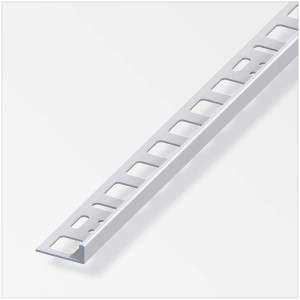Silbernes Winkelprofil aus Aluminium, 0,6 x 2,1 x 100 cm, für Fliesenkanten.
