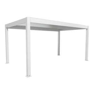 Pergola Biohort 5x3 m in bianco-argento, copertura moderna per terrazzi.