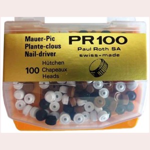 Mauer-Pic capuchons 100 pièces en set, couleurs assorties, pour cloueur PR100.