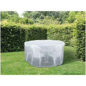 Copertura trasparente in tessuto PE per set di sedute da giardino.