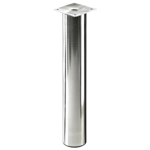Gamba per tavolo Hettich in acciaio inox, regolabile in altezza (400-700 mm) con piastra di montaggio.