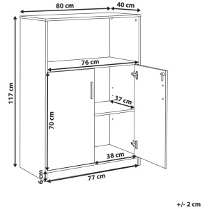 Beliani Armoire de bureau Zehna avec étagère marron/noir 117 x 80 x 40 cm