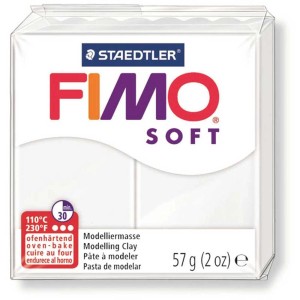 Paquet de pâte à modeler Fimo Soft blanche, 57g, pour loisirs créatifs et modelage.