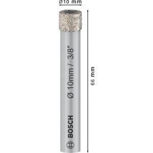 Punta diamantata Bosch per ceramica, diametro 10 mm, lunghezza 66 mm. Ideale per piastrelle.