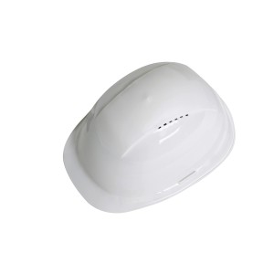 Casco da cantiere bianco LUX-TOOLS con sospensione a 6 punti e ventilazione.
