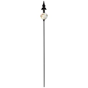 Gartenstecker mit Keramik-Kugel und Blumenmuster, Gartendeko für Beet und Kübel.
