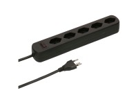 Steckdosenleiste Basic Line 5 x Typ13 horizontal Schwarz mit Schalter