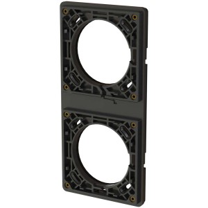 Telaio di montaggio a incasso Exo nero IP55 per 2 moduli, montabile orizzontalmente o verticalmente.