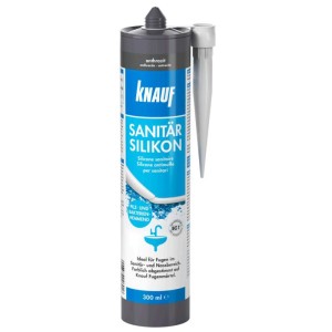 Knauf Sanitär-Silikon in Anthrazit, 300ml Kartusche für Bad & Sanitär, schützt vor Schimmel.