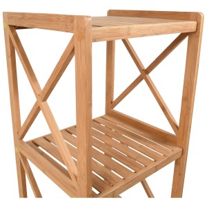 Étagère en bambou MSV, 3 niveaux, pour salle de bain et plus. Étagère de salle de bain en bambou naturel.
