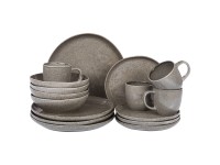 Beliani Tafelservice Costmary Steinzeug Grau 16-tlg. Beliani Tafelservice Costmary Steinzeug Grau 16-tlg.