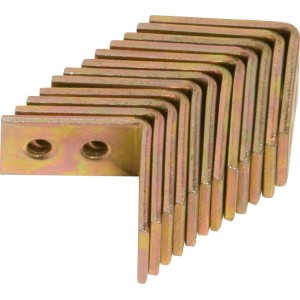 Set aus 12 gelb verzinkten Stuhlwinkeln, 25x25x14 mm, für Holzkonstruktionen.