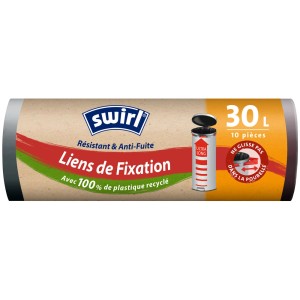 Sacs poubelle Swirl, 30 l, avec liens de fixation, extra longs, 10 pièces