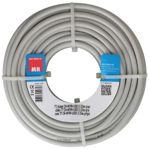 Câble TT gris CH-N1VV-U 3x1,5 mm² (25 m) pour installation domestique.