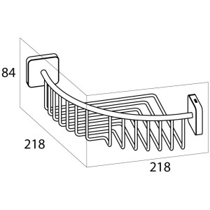Panier d'angle Tiger Onu, acier inoxydable chromé, dimensions 8,4x21,8x21,8cm, pour la douche.