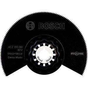 Lame de scie segment BIM Bosch ACZ 100 BB pour outil multifonction, adaptée au bois et au métal.