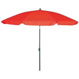 Parasol rouge Doppler Malibu en polyester avec fonction d'inclinaison et structure en acier anthracite pour jardin et plage.