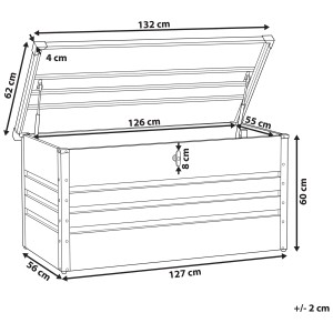 Coffre de rangement Beliani Cebrosa, acier gris graphite, avec dimensions. Idéal pour le rangement de jardin.