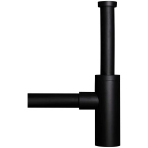 Siphon design AquaSu noir mat pour lavabos, 75x105x380mm.