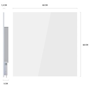 Panneau chauffant infrarouge Hombli Smart blanc en verre, 60x60x4,8 cm. Chauffage moderne avec unité de commande.