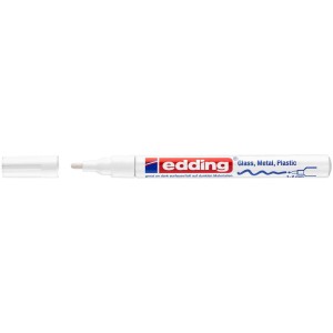 Edding Lackmarker 751, weiß, 1-2 mm Strichbreite. Ideal für Beschriftungen auf dunklen Oberflächen.