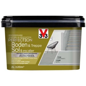 Bodenfarbe Reno Perfektion Titan, 2 Liter Dose. Fußbodenfarbe für Innen, Farbe: Titan.
